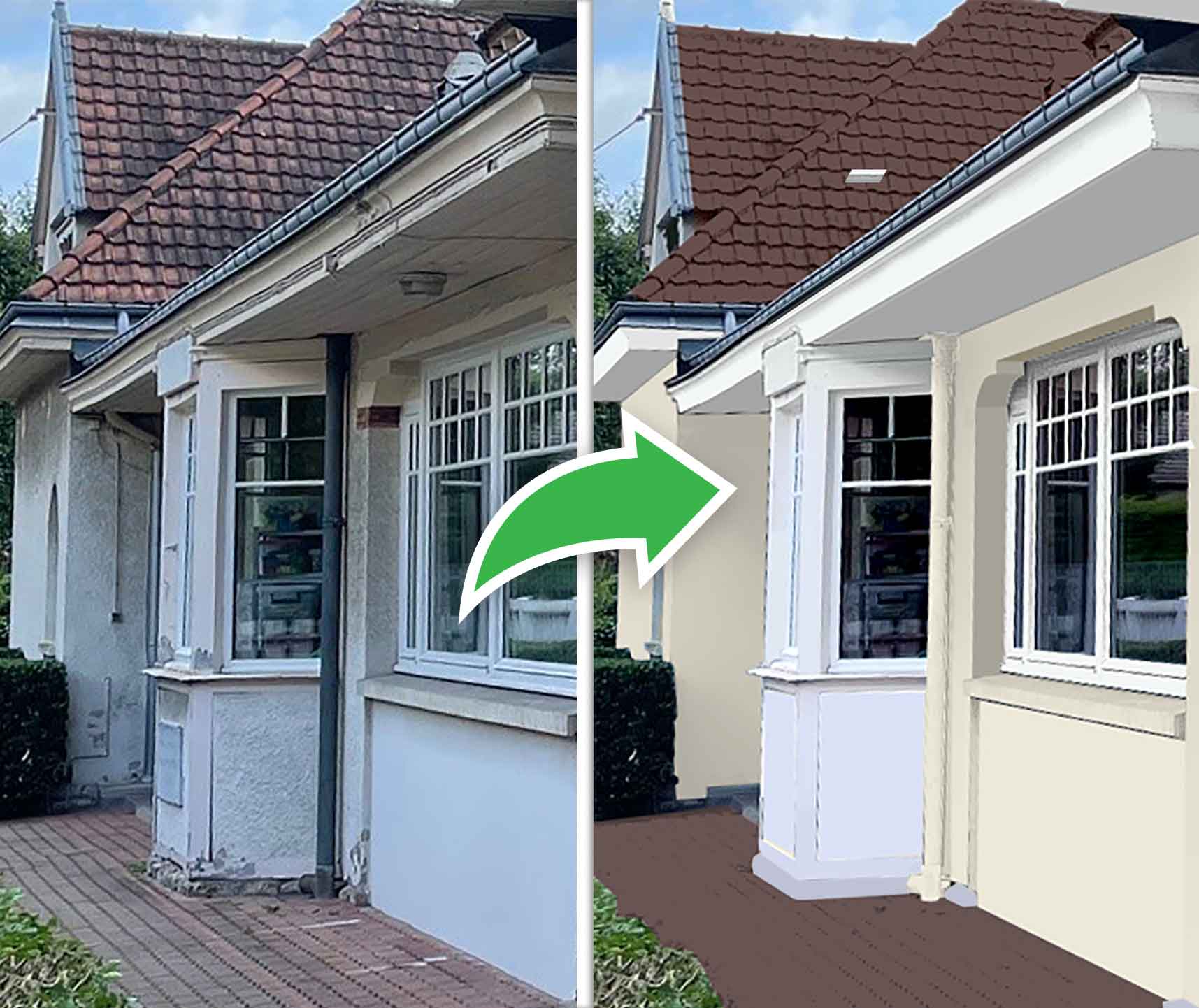 Avant et après retouche facade